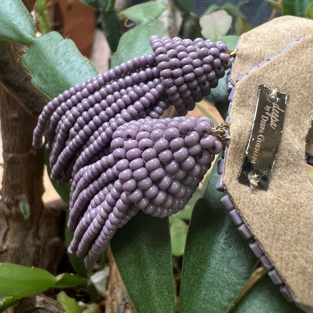 Anthropologie Deepa Gurnani Aisha Drop Earrings - Lavender- NWT - Picture 8 of 16